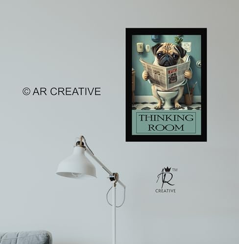 Image of Funny Bathroom Wall Decor Frame | Thinking Room Quote Wall Art Framed Poster for Washroom Decoration | Humorous Toilet Wall Hanging for Bathroom, Hotel, Cafe & Home Decor | A4 Size (13.6 x 10.2 Inch)