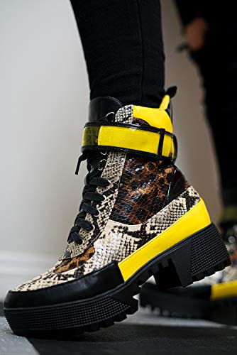 Cape Robbin Future Wave Leopard Snake Lace Up Lug Sole Commander Millitary Boots2