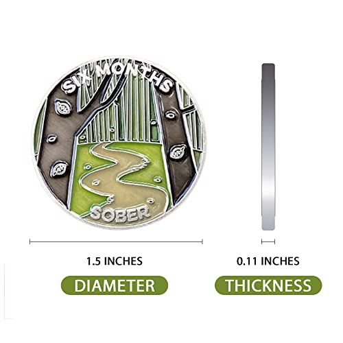 Image of The Achieve Mint 6 Months Sober Token | Six Months Sobriety Chip | Non-AA, Non-Religious Medallions for Men and Women Celebrating Sobriety