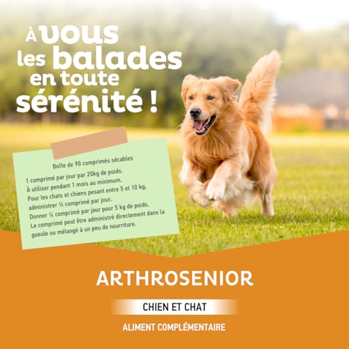 Clément Thékan Arthrosenior Grand Format - Aide à la mobilité articulaire chez le chien et le chat - Stimule la régénération du cartilage - 90 comprimés sécables aromatisés – Image 5