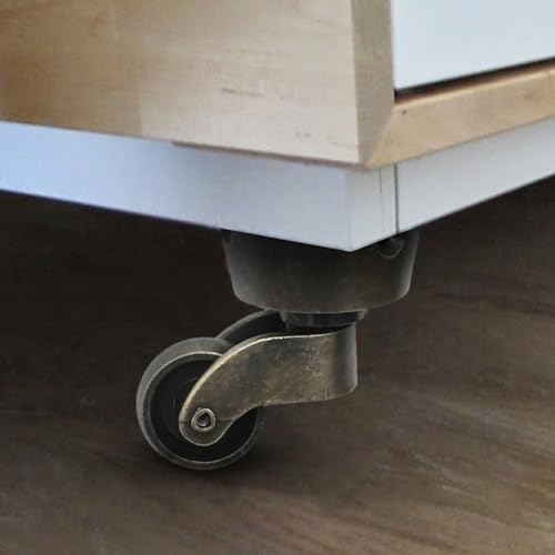 Anxingo 4Pack Antique Zinc Alloy Swivel Cup Casters, Furniture Caster Wheels Universal Metal Pulley Wheels for Chair Cabinet Patio Table Sofas 1-3/4 Inch OD Vintage Green Bronze - Image 3