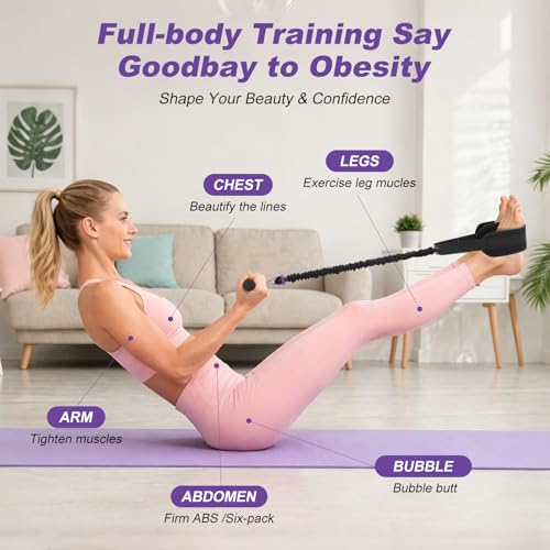 Image of Foot Pedal Resistance Band with Handle, Upgrade Full Body Workout for Men & Women, Core Abs Legs Glutes Arms, Pilates Strength Training Home Gym Equipment
