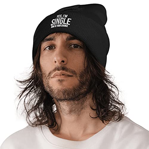 Image of Embroidery Goth Beanie Knit Hats for Men & Women, Embroidery Winter Hats Skull Cap