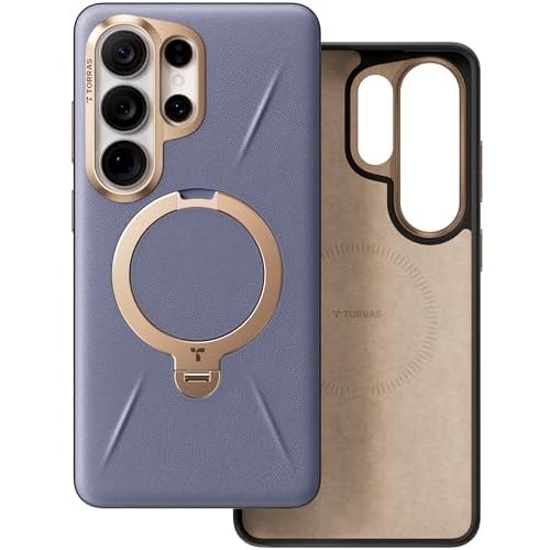 TORRAS Ostand Q3 VegSkin for Samsung Galaxy S26 Ultra Case Leather, 360 Magnetic Stand, Fit for MagSafe, Premium Vegan Leather Case for S26 Ultra Case, Microfiber Lining, Amethyst Purple Pur