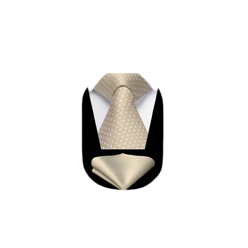 Image of HISDERN Polka Dot Ties for Men Classic Silk Ties and Pocket Square Formal Business Necktie Handkerchief Wedding Party