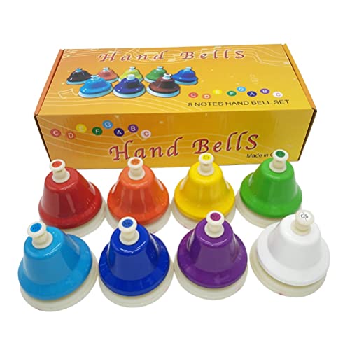 BSTCAR Música arco iris, 8 notas musicales, juego de campanas de mano de metal multicolor, instrumentos de percusión, juguete educativo, regalos para niños Cover