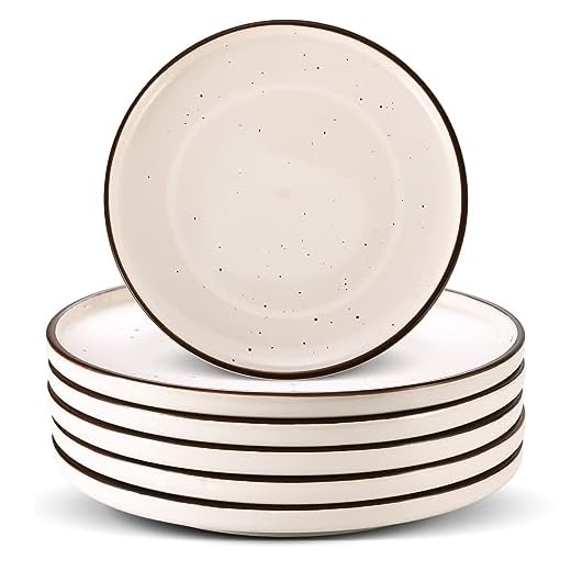 Platos Ceramica Plato Postre Porcelana - Juego de 6 Platos Planos de Cocina - Set de Platos para Ensalada Vintage Diseño - Plato Llano Pequeño para Servir Pan | Desayuno | Aperitivo | Risotto - 20 cm
