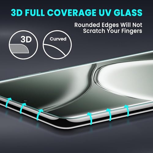 Image of SHILD - (Pack of 1 Curved Tempered Glass Screen Protector for Realme GT 6 / Realme GT 6T | UV Full Adhesive Glass | 9H Hardness | HD Clarity | Fingerprint Sensor Compatible