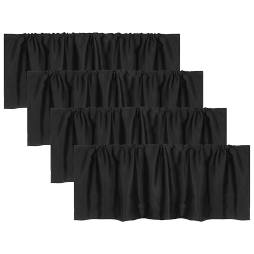 Nodaaiie 4 Pcs 52'x 18' Blackout Valance Curtains Black Window Valances with Rod Pocket Short...