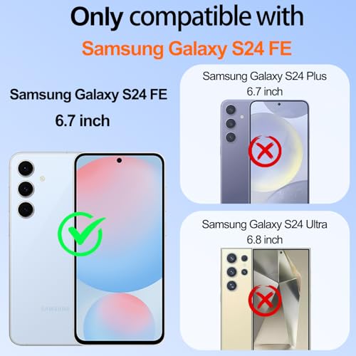 Gritup for Galaxy S24 FE Phone Case | 2Pcs Screen Protector | 360° Rotation Ring Holder Magnetic Kickstand, Plating Gold Edge Soft TPU Shockproof Protective Cover for Samsung S24 FE, Green - image 2