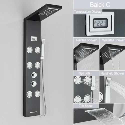 Panneau de douche pluie et cascade pour salle de bain moderne