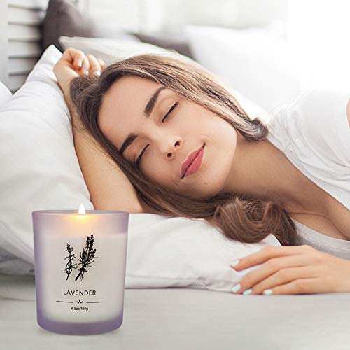 Scented Candle Set 3 Pieces, Candle for Women 6.4 Ounces 30 Hours Lasting Aromatherapy Soy Candle with Frosted Jar and Twine Embellishment for Home Use and Gifting, Lavender, Raspberry, Mokara