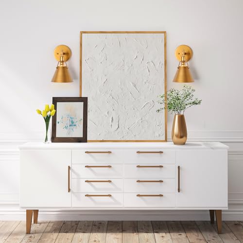 Image of KSANA Antique Gold Wall Sconces Set of Two, Brushed Brass Sconces Wall Lighting 2 Pack, Modern Indoor Wall Sconce Light for Bathroom, Kitchen, Living Room, Hallway, Powder Room