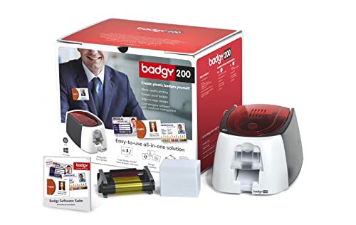 Karteo EVOLIS Badgy200 [ B22U0000RS ] Kit de Impresora de Tarjetas de plástico | con Tarjetas de plástico y Software Cover