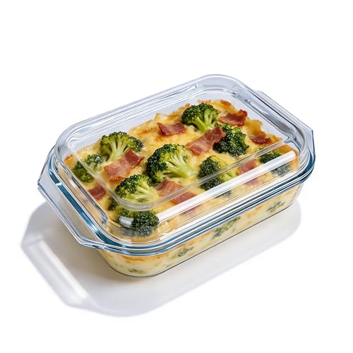 Vitrignis 2.2qt Rectangular Glass Casserole Dish With Lid - Glass Casserole Dish For Oven - Clear Cookware For Cooking, Baking, Serving