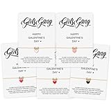 Ferreve 5 Pack Galentines Day Gifts Bulk Heart Friendship BFF Bracelets Adjustable Valentines Tribe Gifts for Group Friends Women (Exquisite Style)