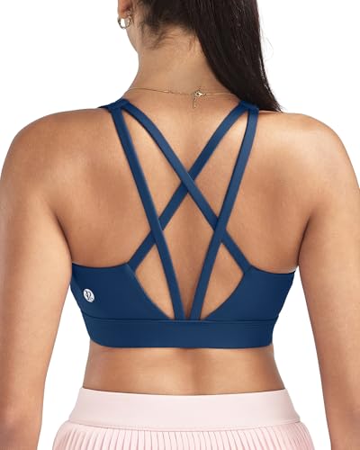 Image of RUNNING GIRL High Impact Sports Bras for Women - Scoop Neck Strappy Sports Bra High Support Moulded Cup Workout Bra