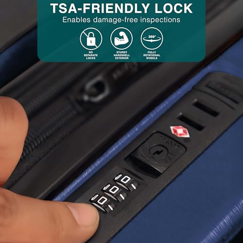 Image of 24 Inch Luggage with Spinner Wheels, Hard Shell Suitcase with TSA Locks for Luggage, Travel Large Suitcase, Expandable Hard Shell Suitcases, Navy