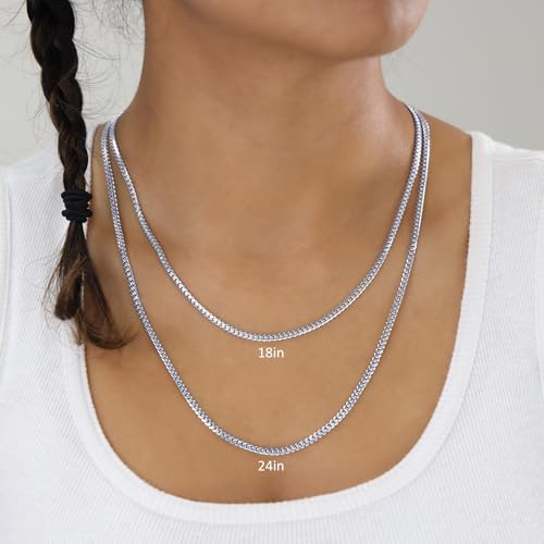 Nuragold 10K Real White Gold Solid Miami Cuban Link 3.5mm Chain Necklace (16"-30") Italian Jewelry for Men & Women3