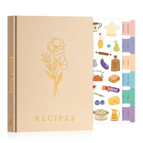 Lanpn A5 Libro de Recetas Tapa Dura, Mi Cuaderno Recetas Para 70 Recetas, Recetario de Cocina para Escribir, Recipe Journal Book, Libretas para Recetas de Cocina en Blanco, Avena, Inglés