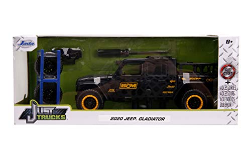 Jada Toys Just Trucks 1:24 2020 Jeep Gladiator with Rack Die-cast Car Black B&M, Toys for Kids and Adults