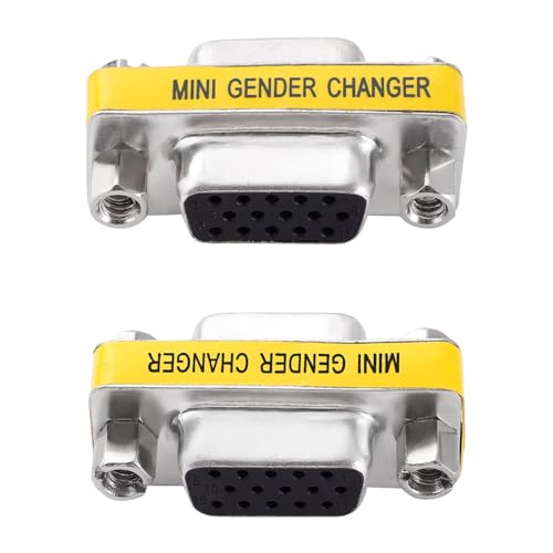 KUOQIY 2 Piezas VGA 15 Pines Hembra a Hembra Cambiador de Género, HD15 VGA Mini Changer, para Monitores