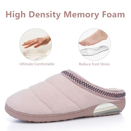 Slippers for Women Indoor and Outdoor Warm Cozy House Slippers with Soft Terry Cloth Memory Foam and Non-Slip TPR Sole Bedroom Shoes Gifts for Women Her Mom Pink3