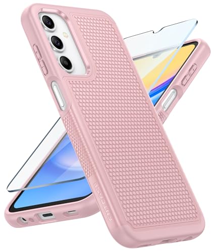 Image of FNTCASE for Galaxy A15-5G Phone Case - Samsung A15 5G Military Grade Drop Protection, 14ft Drop Tested, Screen Protector Included, Anti-Slip Matte Textured, TPU+PC Dual Layer Shockproof Cover (Pink)