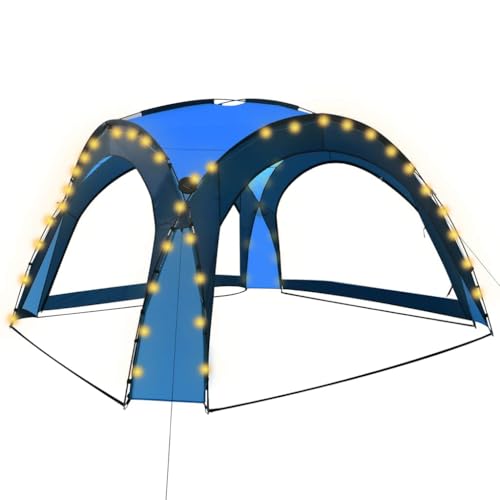 vidaXL Partyzelt mit LED 4 Seitenwänden UV-beständig Solar Garten Pavillon Gartenzelt Festzelt Gartenpavillon Camping 3,6x3,6x2,3m Blau