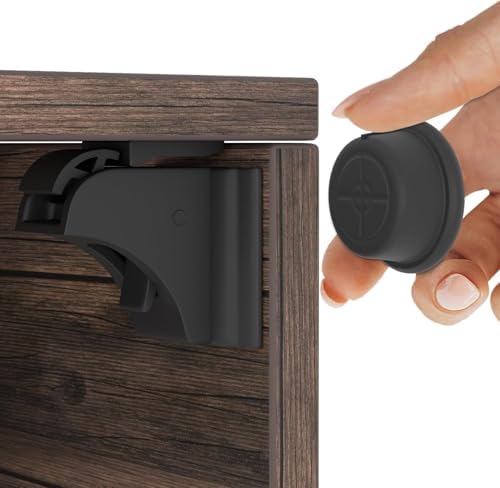 Magnetische Kindersicherung 12 Schlösser + 3 Schlüssel – Unsichtbarer Magnetverschluss – Schranksicherung & Schubladensicherung ohne Bohren – Schwarz
