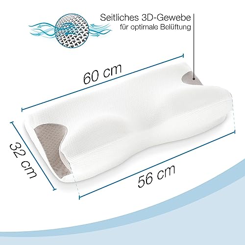 ELONEO Nackenstützkissen Visco: Nackenkissen inkl. Bezug, Seitenschläfer-Kopfkissen mit Memory...