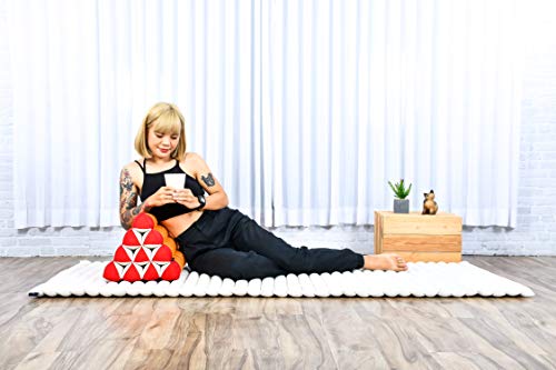 Image of Leewadee Triangle Cushion - Comfortable Backrest for TV or Reading, Incline Pillow for Relaxing Made of Kapok, 20 x 13 x 13 inches, Orange Red