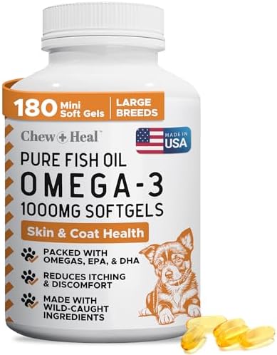 Wild Caught Omega 3 Fish Oil for Dogs - 180 Softgel Capsules for ...