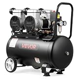 VEVOR 3 KW Druckluftkompressor, Ölfreier Kompressor mit 50 L Lufttank, Flüsterkompressor mit 255 L/min bei 6,2 bar & Max. 8 bar, Tragbarer Luftkompressor mit Rädern & Griff für Werkstatt Heimwerker