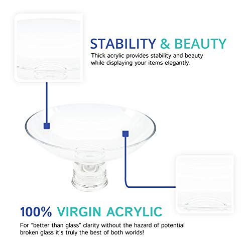 Huang Acrylic Clear 10" Round Pedestal Decorative Fruit Bowl Centerpiece