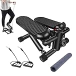 FROOBY Mini Stepper Exercise Machine, LCD Display, Resistance Bands, Mat, Non-Slip Pedals, Hydraulic Portable Up-Down Stepper, 220 lbs Capacity, Adjustable Height Pulley, Compact Stair Step Workout