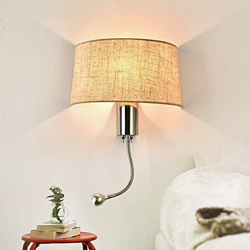Apliques de cabecera de dormitorio murale LED modernos con pantalla de lino luz cálida 4