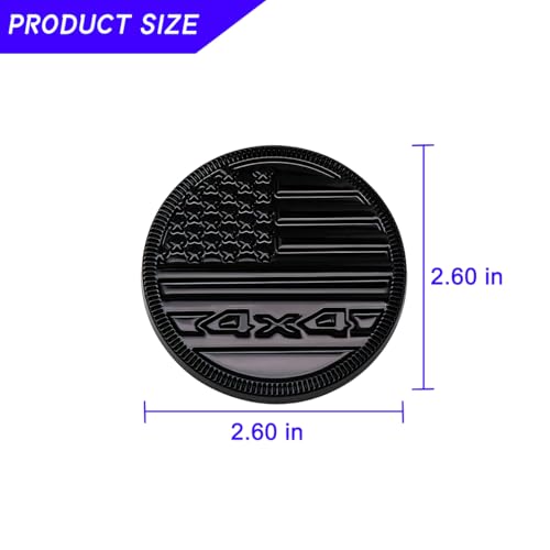 Image of American Flag Badge Car Emblems, 4 x 4 3D Metal Automotive Badge Decals, Round Car Emblem Stickers, Vehicle Exterior Decorative Accessories, Universal for RV, SUV, Truck (Black)