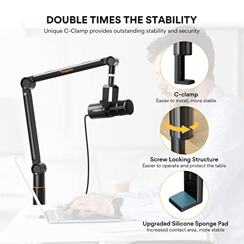 Image of Maono Microphones Boom Arm, Upgraded Version BA90 Stand Arm Stand with 3 /8 inch to 5 /8 inch Screw Adapter Clip Compatible with Maono,Rode,Blue Yeti, HyperX QuadCast,and other Mic