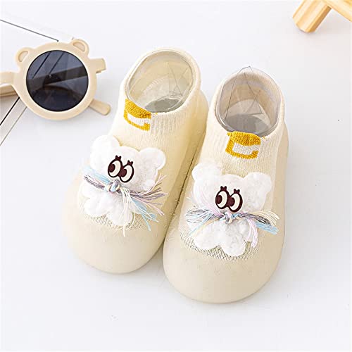 Toddler Baby Shoes Girl Boy Infant Boys Girls Animal Cartoon Socks Shoes Toddler Fleece WarmThe Floor (Beige, 6 Toddler)3