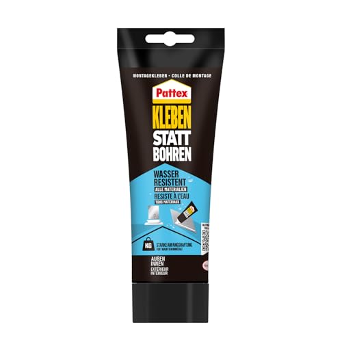 Pattex Montagekleber Kleben statt Bohren Wasserresistent, Kraftkleber für innen & außen, universell einsetzbarer Baukleber, Kleber mit hoher Festigkeit, 1 x 340g