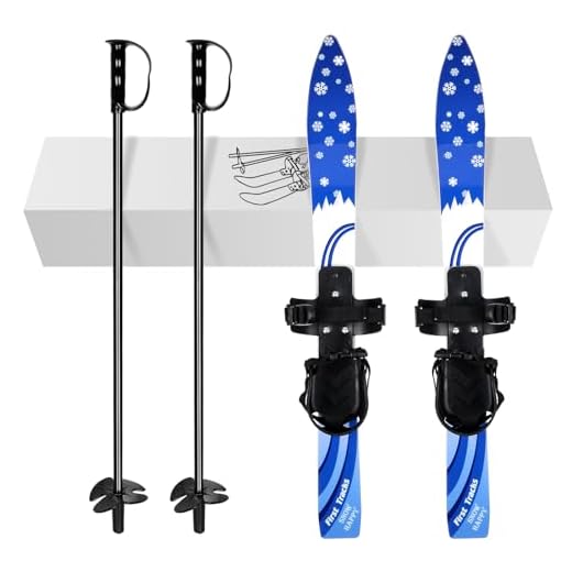 Odoland Kid's Beginner Snow Skis and Poles, Low-Resistant Ski Boards for Age 4 and Under, Lightweight, Sturdy and Safe, Blue