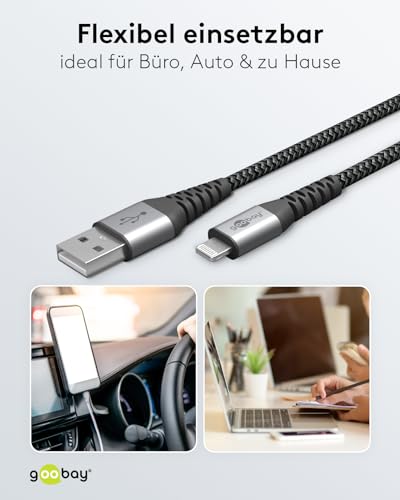 Cable Lightning Apple goobay 49267 textil con conectores metálicos 7