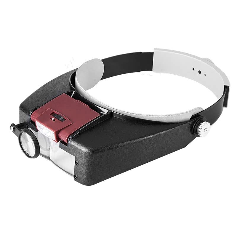 Lupa de Cabeza con luz LED iluminada, Casco de Aumento de 1.5 x 3 x 8.5 x 10 Herramientas para reparación de Relojes, Lectura de Trabajo de precisión (Rojo)