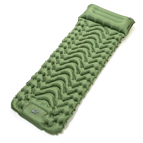 Image of Tripole AirNest - Inflatable Portable Camping Mat | Built-in Foot Pump & Pillow | Hiking, Backpacking & Travel (Green)