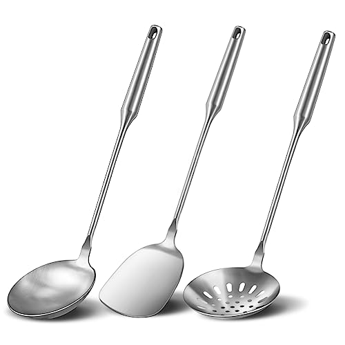 3-Piece Stainless Steel Wok Utensil Set
