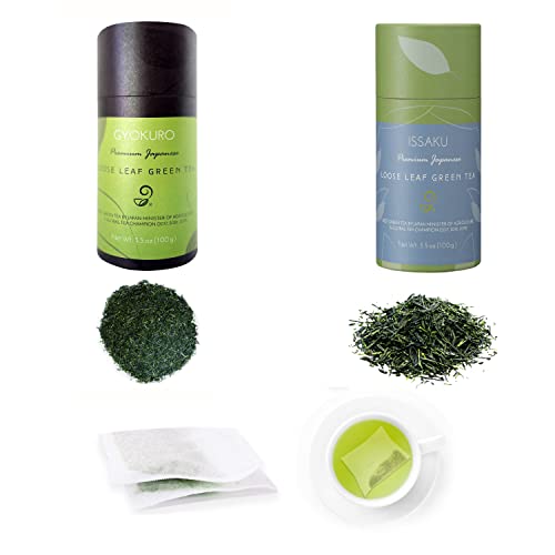 Gyokuro, Issaku And Loose Leaf Tea Bags From Japanese Green Tea Co - Premium Japanese Green Tea Assortment - Non-Gmo, Delicate Flavor #TOP23