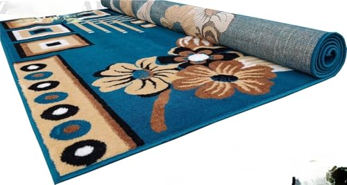 Image of Premium Floral Multi Design Area Rug 7x10 Feet - BCF Medium Thickness - Super Soft for Living Room