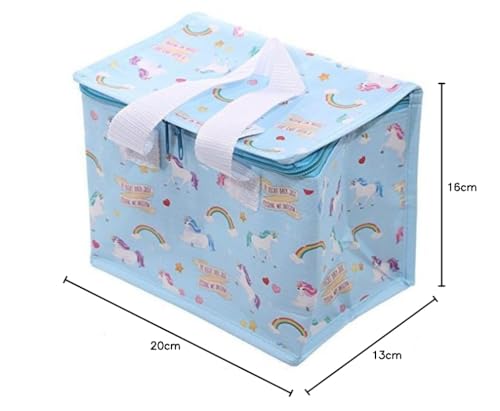 Bolsa de almuerzo térmica, aislante, con asas, diseño de unicornios