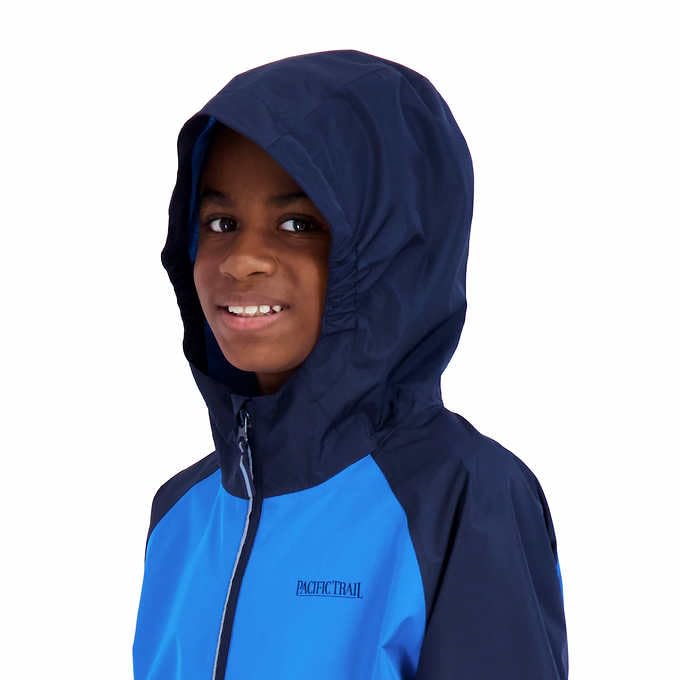 Pacific Trail Youth Waterproof Breathable Rain Jacket for Boys (US, Alpha, X-Small, Regular, XS-5/6, Blue)